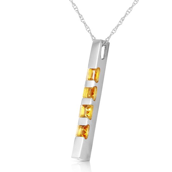 14K. SOLID GOLD NECKLACE BAR WITH NATURAL CITRINES